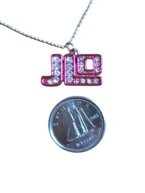 VTG JLO Y2K Pink Rhinestone Necklace Upcycled Vintage 925 Silver Ball Chain